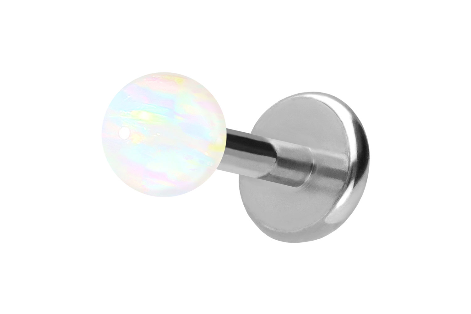 Titan Labret Piercing mit Push Fit SYNTHETISCHER OPAL